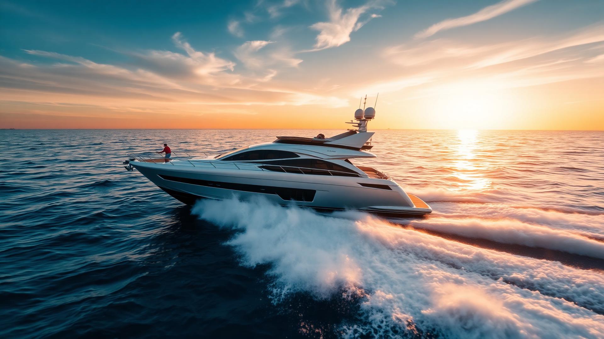 Luxury yacht on open water